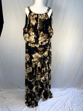 BA By Betsy & Adam Plus Size Sleeveless Chiffon Dress Navy Antique 22W NWT
